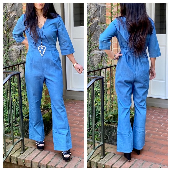 Fabulous chic denim wide leg jumpsuit - Picture 4 of 9